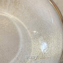 Vintage Murano Art Glass Alfredo Barbini Pink Apple Bowl Dish Gold Dust Fleck