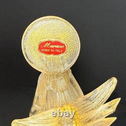 Vintage Murano Art Glass Angel Candle Holder Adventurine Gold Dust Flecks WithTAG