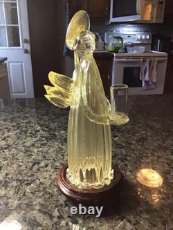 Vintage Murano Art Glass Angel Candle Holder Adventurine Gold Dust Flecks WithTAG