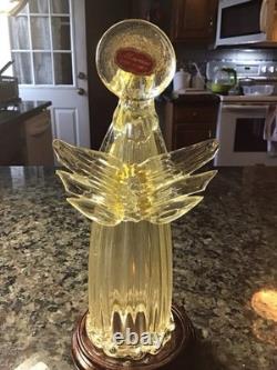 Vintage Murano Art Glass Angel Candle Holder Adventurine Gold Dust Flecks WithTAG