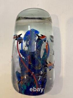 Vintage Murano Art Glass Aquarium Fish Tank Barrel Shaped Paperweight, 6 High