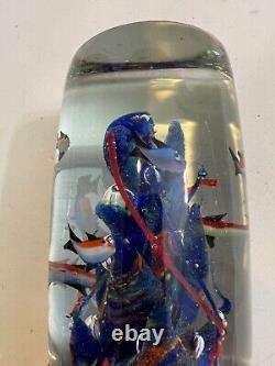 Vintage Murano Art Glass Aquarium Fish Tank Barrel Shaped Paperweight, 6 High