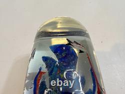 Vintage Murano Art Glass Aquarium Fish Tank Barrel Shaped Paperweight, 6 High