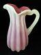 Vintage Murano Art Glass Archimede Seguso Ribbed Pink Alabaster Pitcher 8 3/8