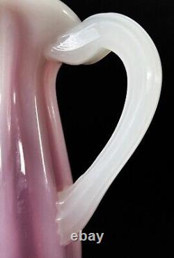 Vintage Murano Art Glass Archimede Seguso Ribbed Pink Alabaster Pitcher 8 3/8