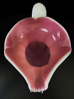 Vintage Murano Art Glass Archimede Seguso Ribbed Pink Alabaster Pitcher 8 3/8