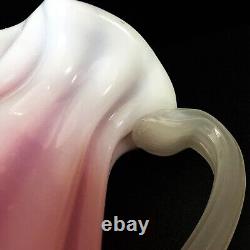 Vintage Murano Art Glass Archimede Seguso Ribbed Pink Alabaster Pitcher 8 3/8