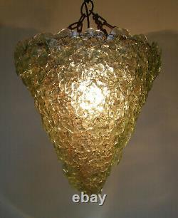 Vintage Murano Art Glass Barovier Toso Basket Pendant Ceiling Light Chandelier