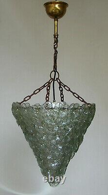 Vintage Murano Art Glass Barovier Toso Basket Pendant Ceiling Light Chandelier