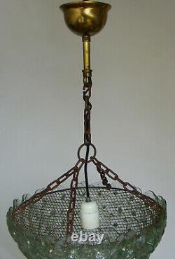 Vintage Murano Art Glass Barovier Toso Basket Pendant Ceiling Light Chandelier