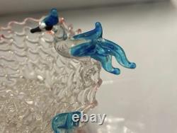 Vintage Murano Art Glass Basket with Birds c. 1950-1960