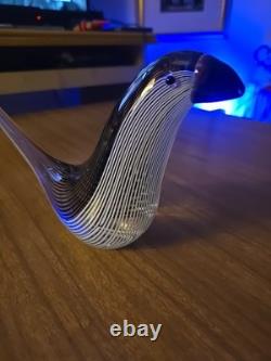 Vintage /Murano Art Glass Bird Dino Martens Mezza Filigrana Style Hand Blown