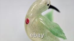 Vintage Murano Art Glass Bird Dove on Branch Figurine Tall 12 Gold Flecks Italy