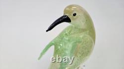 Vintage Murano Art Glass Bird Dove on Branch Figurine Tall 12 Gold Flecks Italy