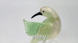 Vintage Murano Art Glass Bird Dove on Branch Figurine Tall 12 Gold Flecks Italy