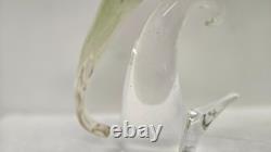 Vintage Murano Art Glass Bird Dove on Branch Figurine Tall 12 Gold Flecks Italy