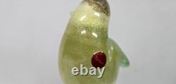 Vintage Murano Art Glass Bird Dove on Branch Figurine Tall 12 Gold Flecks Italy