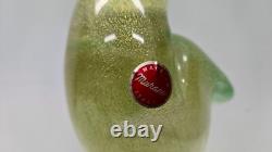 Vintage Murano Art Glass Bird Dove on Branch Figurine Tall 12 Gold Flecks Italy