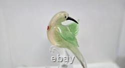 Vintage Murano Art Glass Bird Dove on Branch Figurine Tall 12 Gold Flecks Italy