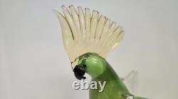 Vintage Murano Art Glass Bird Parrot Tall 14 Green Gold Flecks Statue