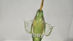 Vintage Murano Art Glass Bird Parrot Tall 14 Green Gold Flecks Statue