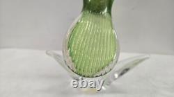Vintage Murano Art Glass Bird Parrot Tall 14 Green Gold Flecks Statue
