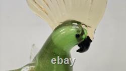 Vintage Murano Art Glass Bird Parrot Tall 14 Green Gold Flecks Statue
