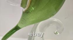 Vintage Murano Art Glass Bird Parrot Tall 14 Green Gold Flecks Statue