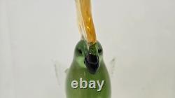 Vintage Murano Art Glass Bird Parrot Tall 14 Green Gold Flecks Statue
