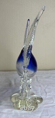 Vintage Murano Art Glass Blue & Clear Fish Sculpture Figurine