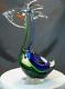 Vintage Murano Art Glass Blue/Green Pelican with Fish in Mouth 12 x 7