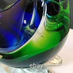 Vintage Murano Art Glass Blue/Green Pelican with Fish in Mouth 12 x 7
