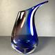 Vintage Murano Art Glass Blue Purple Artisian Sommerso Vase Italian 12 #AB68