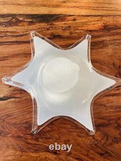 Vintage Murano Art Glass Blue & White Speckled Star Shaped Bowl Centerpiece 12.5