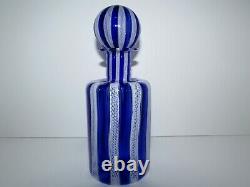 Vintage Murano Art Glass Blue and White Fratelli Toso Zanfirico Decanter 917