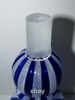 Vintage Murano Art Glass Blue and White Fratelli Toso Zanfirico Decanter 917