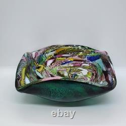 Vintage Murano Art Glass Bowl / Ashtray AVEM Tutti Frutti Latticino Lace Ribbon