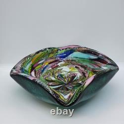 Vintage Murano Art Glass Bowl / Ashtray AVEM Tutti Frutti Latticino Lace Ribbon