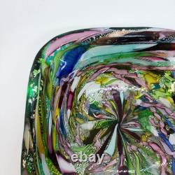 Vintage Murano Art Glass Bowl / Ashtray AVEM Tutti Frutti Latticino Lace Ribbon