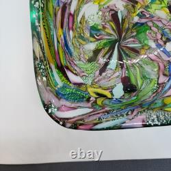 Vintage Murano Art Glass Bowl / Ashtray AVEM Tutti Frutti Latticino Lace Ribbon