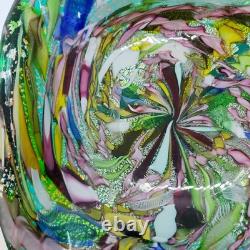Vintage Murano Art Glass Bowl / Ashtray AVEM Tutti Frutti Latticino Lace Ribbon