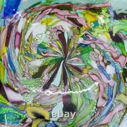 Vintage Murano Art Glass Bowl / Ashtray AVEM Tutti Frutti Latticino Lace Ribbon