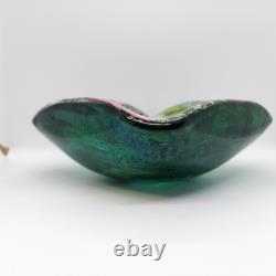 Vintage Murano Art Glass Bowl / Ashtray AVEM Tutti Frutti Latticino Lace Ribbon