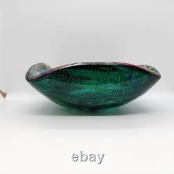 Vintage Murano Art Glass Bowl / Ashtray AVEM Tutti Frutti Latticino Lace Ribbon