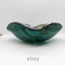Vintage Murano Art Glass Bowl / Ashtray AVEM Tutti Frutti Latticino Lace Ribbon