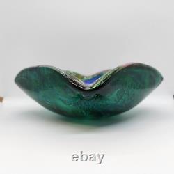 Vintage Murano Art Glass Bowl / Ashtray AVEM Tutti Frutti Latticino Lace Ribbon