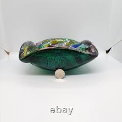 Vintage Murano Art Glass Bowl / Ashtray AVEM Tutti Frutti Latticino Lace Ribbon