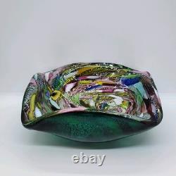 Vintage Murano Art Glass Bowl / Ashtray AVEM Tutti Frutti Latticino Lace Ribbon