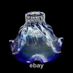 Vintage Murano Art Glass Bowl Centerpiece Clear Cobalt Blue 6t 9.5w