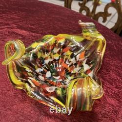 Vintage Murano Art Glass Bowl Dish Tutti Frutti Avem Millefiori Ribbons